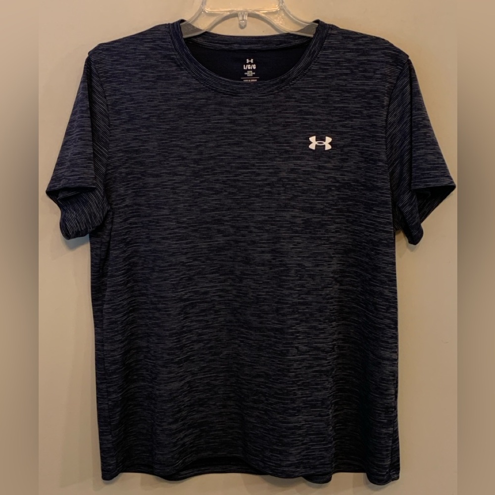 UNDER ARMOUR Men's Heathered Navy & Black Performance Shirt